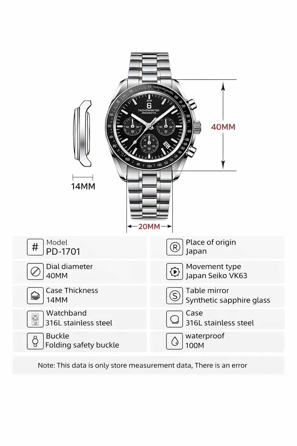 BD Men Silver Stainless Steel Strap Watch
